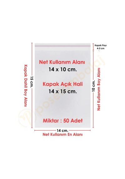 14x10+5 Cm. 14x15 1.000 Adet Şeffaf Bantlı Yapışkanlı Opp Poşet