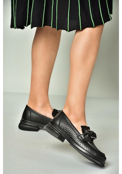Fox Shoes U704137509 Siyah Loafer Makosen Kadın Ayakkabı Siyah