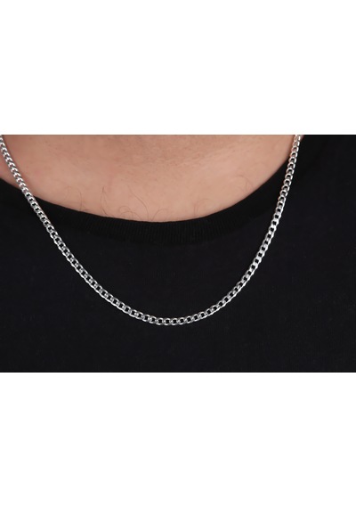 Glorria Gümüş 4mm Gurmet Zincir Kolye Gümüş