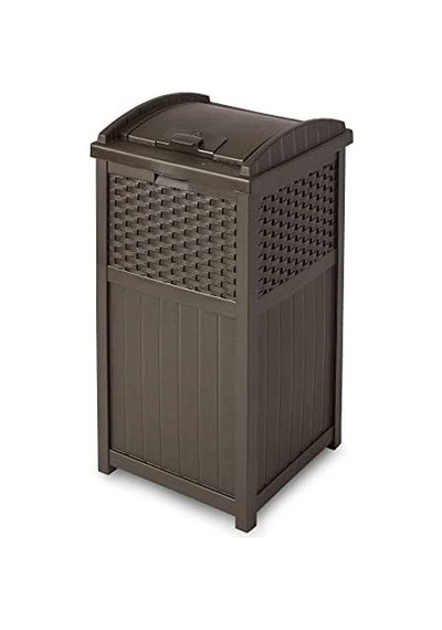 Ghw1732 Dış Mekan Plastik 125 Litre Hasır Çöp Kutusu, Kahverengi 10l Siyah