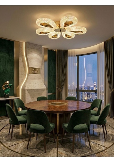 Damla Model 6"lı Gold 3 Renk Modu Ledli Modern Tavana Sıfır Salon Mutfak Çocuk Yatak Odası Led Avize Gold