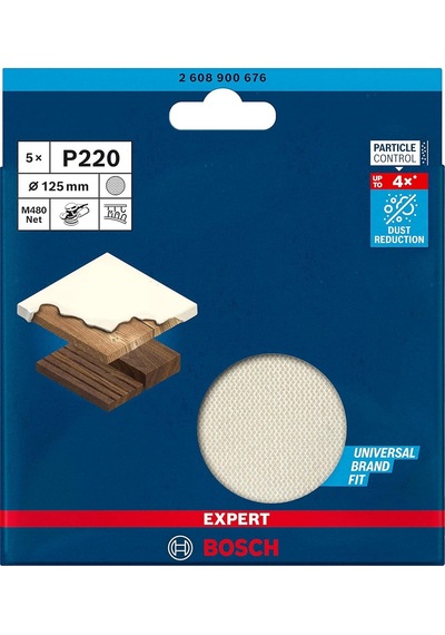 Accessories 5x Expert M480 Zımpara Filesi Sert Ahşap İçin, Ahşap Üzerine Boya, Çap 125 Mm, Granülasyon 220, Eksa