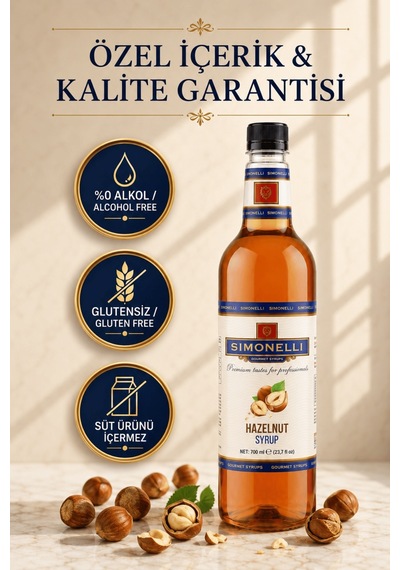 Simonelli Fındık Hazelnut Aromalı Kahve ve Kokteyl Şurubu 700 ML + Pompa