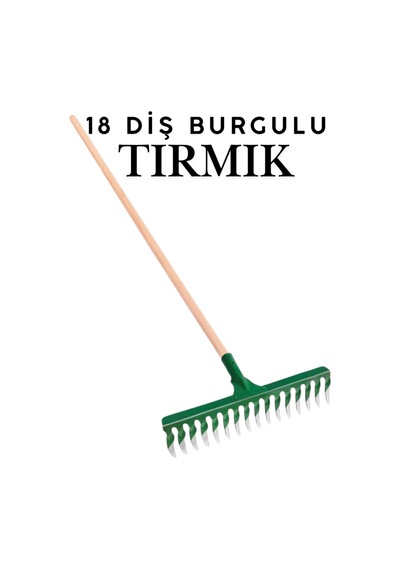 18 Diş Tırmık Metal Burgulu Bahçe Tarla Tırmık Çim Peyzaj Yaprak Ot Saman Temizleme Toprak Tırmığı