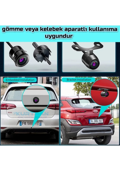 170'' Geniş Açı Balık Gözü Ahd 720p Kelebek Kamera Ön Yan Veya Arka Kullanıma Uygun 12 V 18,5 Mm