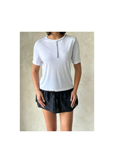 Verymoda Çoban Dikişli Tişört D2629 Beyaz