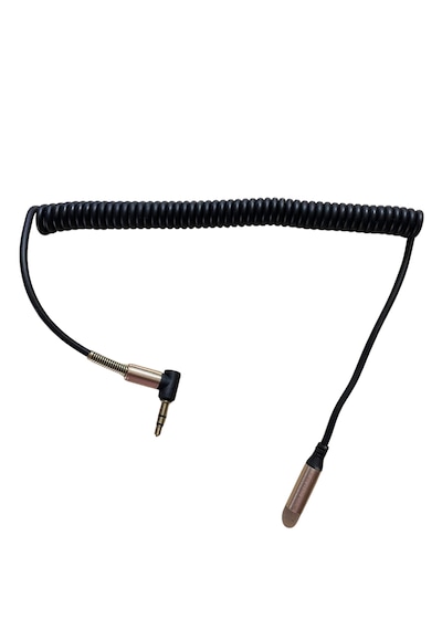 3.5mm Spiral Aux Uzatma Kablosu - L Tipi Erkek - Dişi Ses Kablosu, Altın Kaplama Uçlu, Kırılma Önleyici Metal Yay Korumalı Kulaklık Ve Araç Ses Uzatıcı Siyah