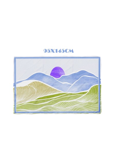 Sunwave Mavi - Yeşil Desen İç Göstermeyen Saten Pareo Çok Renkli