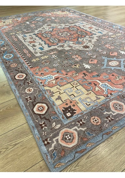Çam Halı Anatolia 32-037 Etnik Eskitme Desenli Dokuma Tabanlı Yıkanabilir Şönil Salon Ve Oda Halısı Multi 19