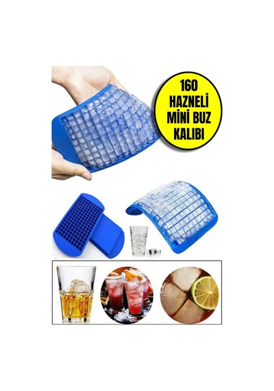 160'lı Mini Küp Şekilli Silikon Buzluk - Mini Küplü Sunum Buz Kalıbı Silikon Diğer