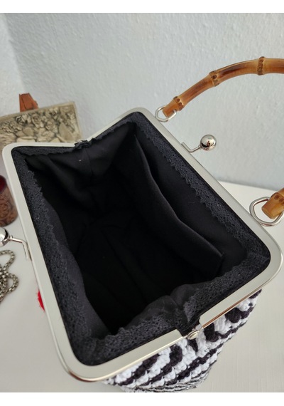 Fikriharika Design Çicek Motifli, Bambu Saplı Klipsli, Kadın El Çantası Çok Renkli
