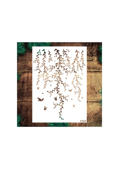 Kk Swords Stencil Tasarım F167 Sarmaşık - Dekoratif Duvar, Eşya,kumaş Boyama Şablonları 25x35 Cm