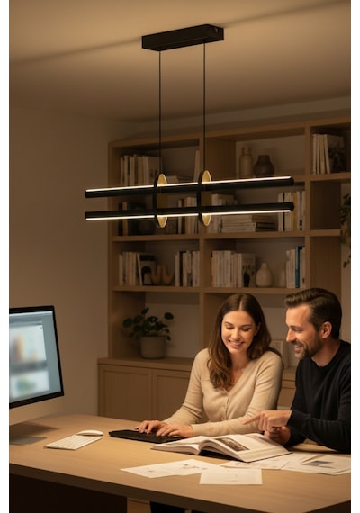 Halo Bronz Lineer Led Sarkıt Avize Kumandalı Dim Edilebilir Yukarı & Aşağı Işık Doğal Işık