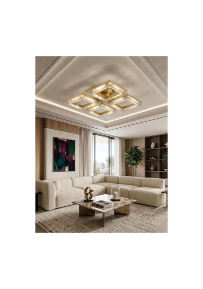 LumiaLighting Yakamoz Model Gold Kumandalı 4"lü Ledli 3 Renk Modu Kristal Salon Mutfak Yatak Çocuk Odası Avize Altın