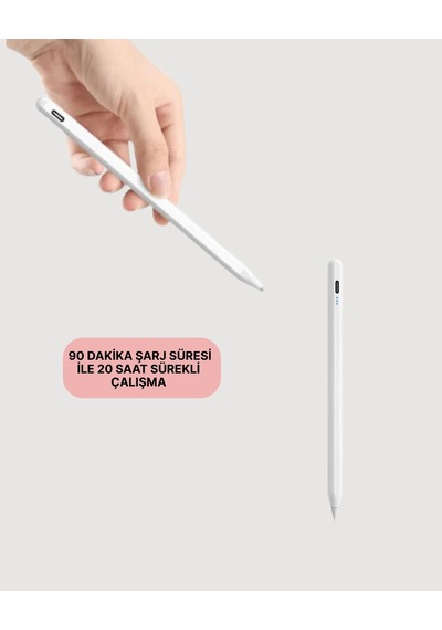 Yüksek Hassasiyetli Eğim Sensörlü Dijital Kalem Usb-c Hızlı Şarjlı Yeni Nesil Beyaz