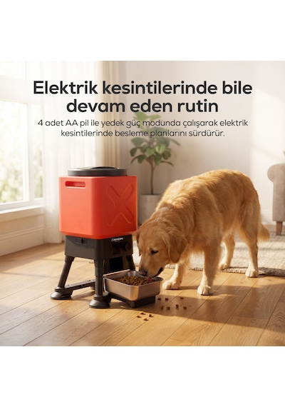 Xenon Smart Köpek Mama Kabı Akıllı, Uygulama Kontrol, 14l, Yükseltilmiş Ortopedik Tasarım, Çelik Kase X8631