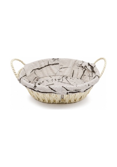 İbico Ekmeklik Oval Desenli Kulplu Metal İskelet Hasır Sepet 28x22cm