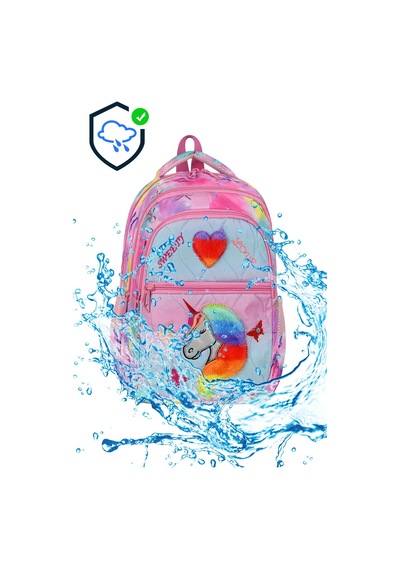 Unicorn Desenli 3 Lü Ortopedik Kız Okul Çantası Seti Okul Çantası+beslenme Çantası+kalemlik Şeker Pembesi