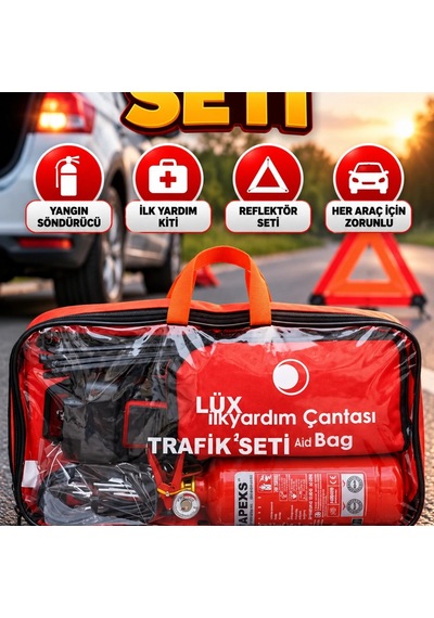 Araç Acil Durum Trafik Seti Yangın Söndürücü, İlk Yardım Kiti Ve Reflektörlü