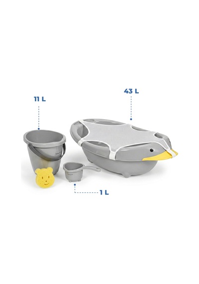 Babyjem Neşeli Ördek Banyo Seti 5 Parça Soft Gri Çok Renkli