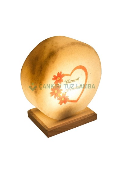 Canım Annem Tasarımlı Daire Kaya Tuzu Lamba