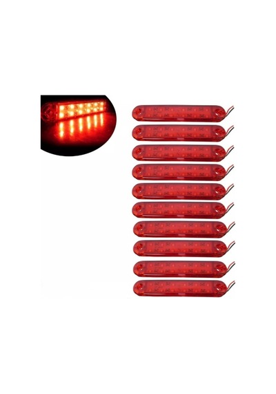 Ahmet Otomotiv 10 Adet Çift Sıra Parmak Led Kırmızı Renk 12 Ledli 13cm 12v-24v