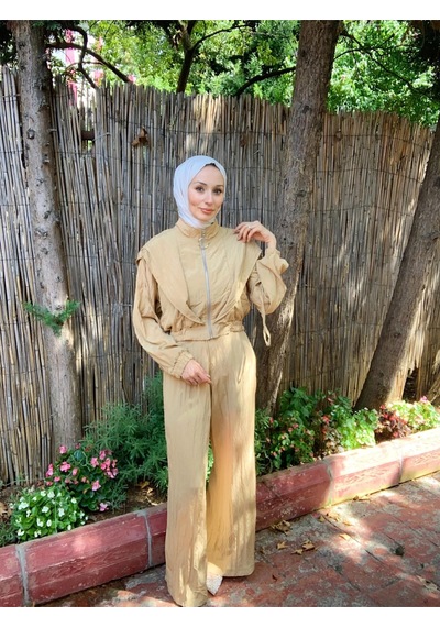 Butik Moda Ptkmks002 Üstü Kısa Fermuarlı Pantolonlu Takım Yeşil 001