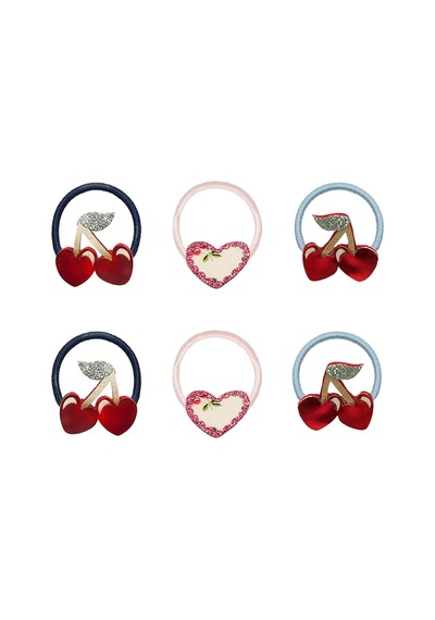 Mimi & Lula Red Cherries Mini 6'lı Lastik Toka Çok Renkli