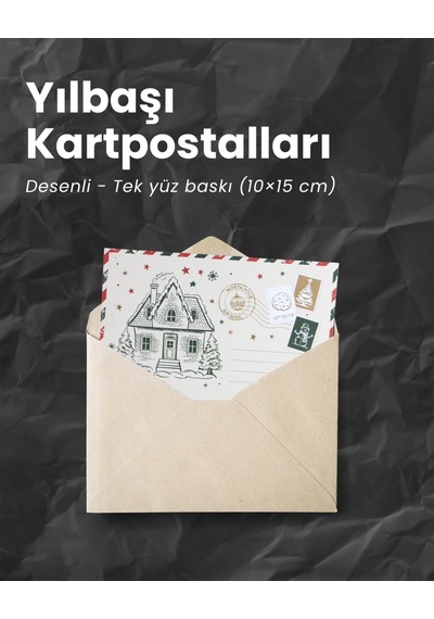 Yılbaşı Ev Temalı Kartpostal Seti, Yeniyıl, Noel, Tebrik Ve Hediy