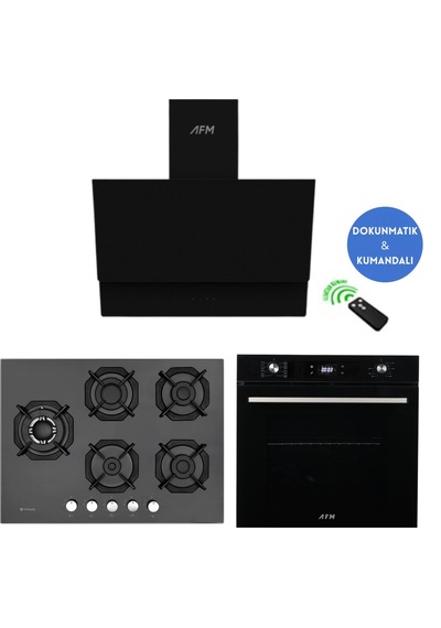 Eminçelik ve AFM Tech 22 385 Y + FM7700 + FM3400  Ankastre Set Siyah