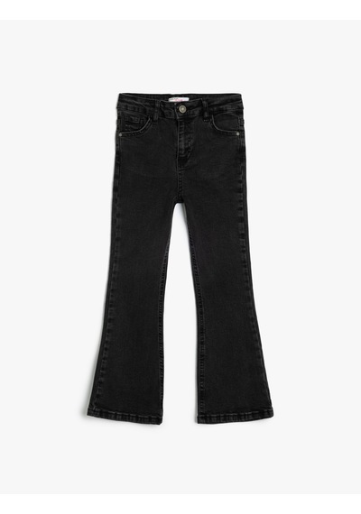 Koton Dar Kesim İspanyol Paça Kot Pantolon -flare Jean Siyah 5wkg40045ad Siyah