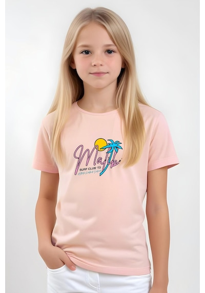 Fyk Kids Kız Çocuk Basic Malibu Baskılı T-shirt Somon