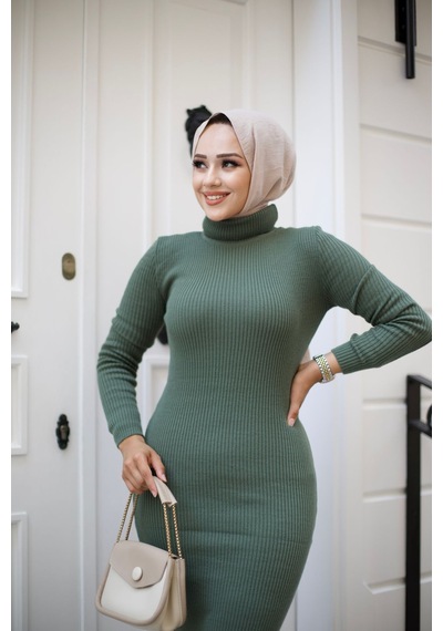 Hira Life Fashion Kadın Elbise Tesettür Giyim Balıkçı Yaka Ve Dar Kesim Triko Kalem Elbise Haki Haki Hira Life Fashion Kadın Elbise Tesettür Giyim Balıkçı Yaka Ve Dar Kesim Triko Kalem Elbise Haki Haki