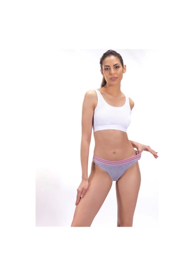 Cottonhill Gri Renk Spor Kesim %90 Pamuklu Kadın Bikini Külot Gri