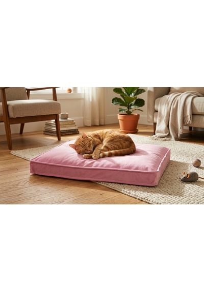 Brt Pet Premium Kedi Köpek Yatağı - 50x70 Fermuarlı Yıkanabilir Minder - Pembe