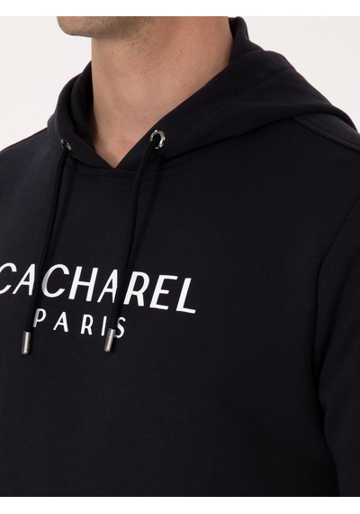 Lacivert Regular Fit %100 Pamuk Kapüşonlu Sweatshirt
