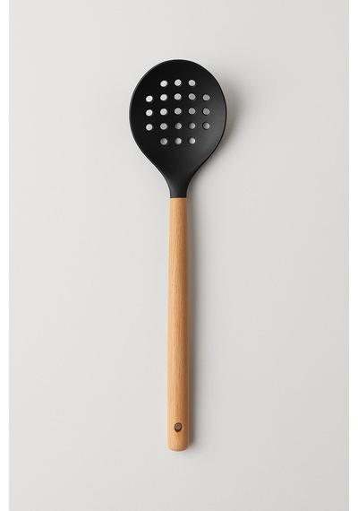 Bambu Saplı Siyah Silikon Kevgir 9 32 3 Cm Siyah