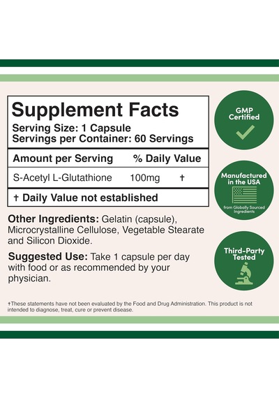 Double Wood S-acetyl Liposomal L-glutathione Antioxidant 100mg 60 Caps Aromasız