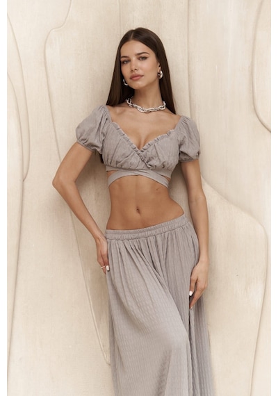 Mai Collection Mai Studios Co. Indriya Gri Crop Etek Takım Gri