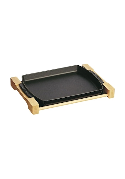 Staub Specialities Ahşap Altlıklı Döküm Servis Tabağı, Siyah Diğer