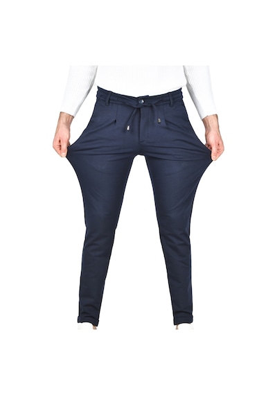 Deepsea Erkek Lacivert Beli Lastikli Slim Fit Likralı Duble Paça Penye Spor Pantolon 2502385 Lacivert