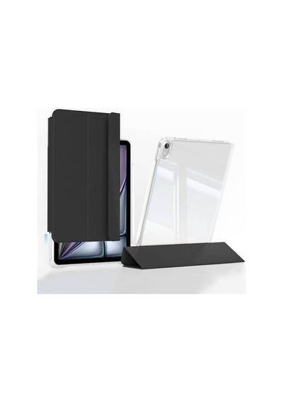 Apple iPad Uyumlu  Air 11 2024 Kılıf Magnetik Ayrılabilen Airbagli Zore Sliding Tablet Kılıfı-siyah Kapaklı Kılıf