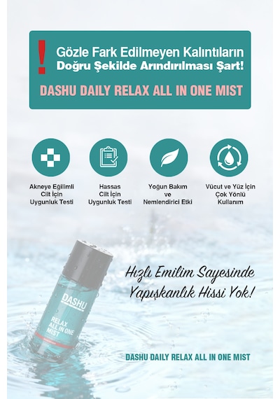 Dashu Daily Relax All İn One Mist Bha İçerikli, Akneye Eğilimli Ciltler İçin Nemlendirici Yüz Ve Vücut Misti