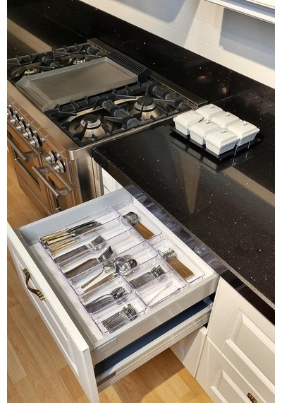 10'lu Set Modüler Kaşıklık Şeffaf Çekmece Içi Düzenleyici Mutfak Makyaj Banyo Buzdolabı Organizer Şeffaf 42 X 49 Çok Renkli