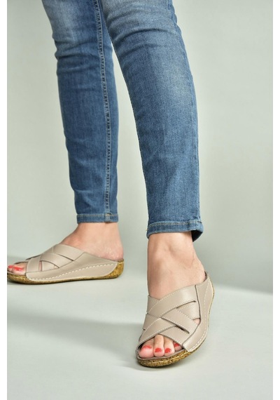 Fox Shoes U555123403 Vizon Hakiki Deri Kadın Terlik Vizon-hakiki Deri