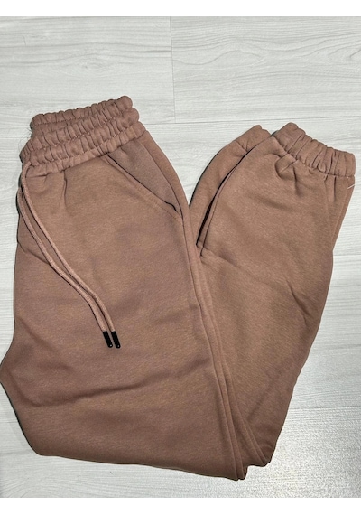 Alfa Aksesuar 03 Jogger 3 İplik Şardonlu Cepli Tek Alt Siyah Siyah Sütlü Kahve