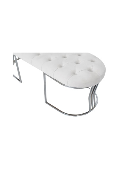 VİEGO SILVER BEYAZ-Kapitoneli Model Puf&Bench&Koltuk-Oturak-Uzun Makyaj Puff-Yatak Odası Ucu&Önü
