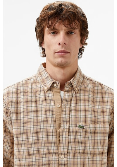 Lacoste Men's Regular Fit Button-down Collar Plaid Shirt Brown Erkek Düğmeli Yaka Ekose Gömlek Kahverengi Lacoste Men's Regular Fit Button-down Collar Plaid Shirt Brown Erkek Düğmeli Yaka Ekose Gömlek Kahverengi