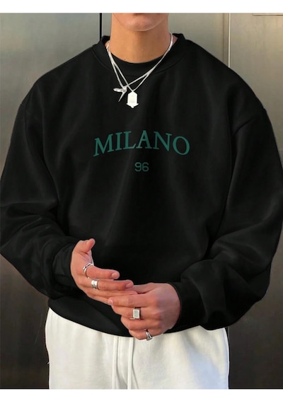 Startmore Çok Renkli Unisex Kadın/erkek Detaylı Milano Özel Baskılı Renkli Oversize Bisiklet Yaka Pamuklu
