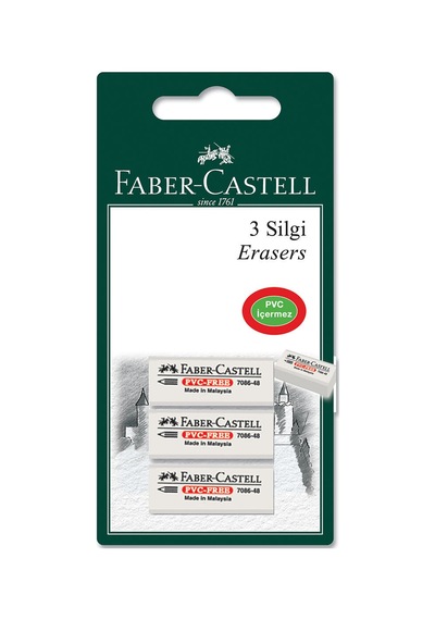 Faber Castell 3'lü Beyaz Silgi 7086/48
